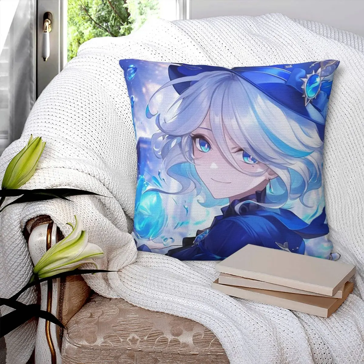 

Наволочка для подушки Genshin Impact Furina, квадратная, для дома, дивана, гостиной