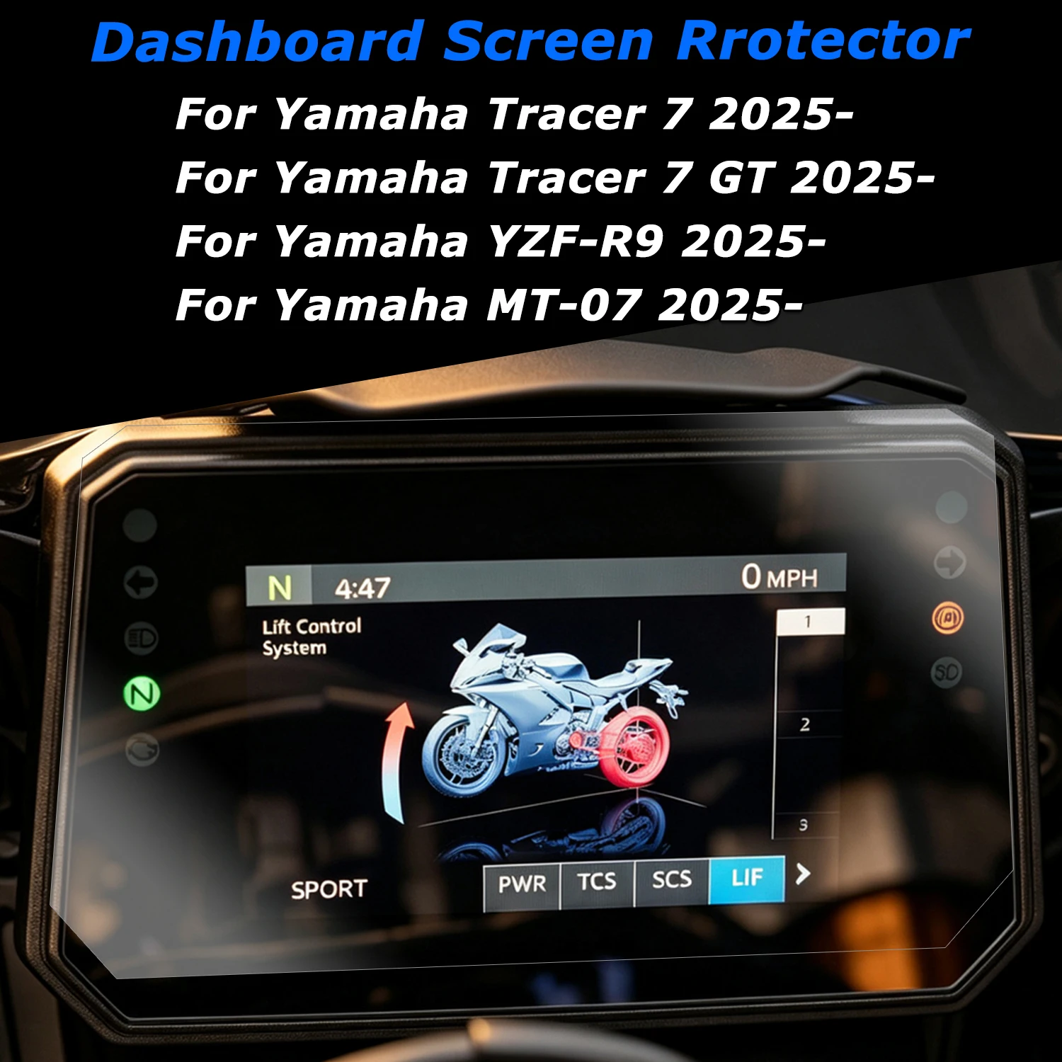 New Tracer 7 7GT MT07 Motorcycle TFT Display Protection Film Screen Protector Instrument Film For Yamaha YZF-R9 MT-07  2025-