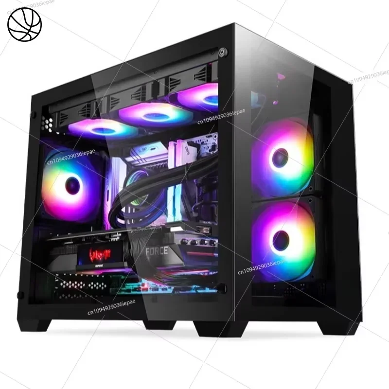 LY Desktop Computer Case 360 Water-cooled Sea View Room M-ATX White Full Side Transparent Main Case