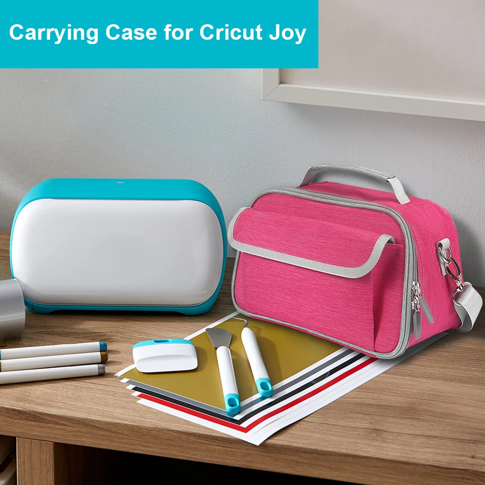 Storage Bag Spacious Portable Carrying Case For CricutJoy With 2 Visible Zipper Pockets Multiple Compartments 26X16X16cm