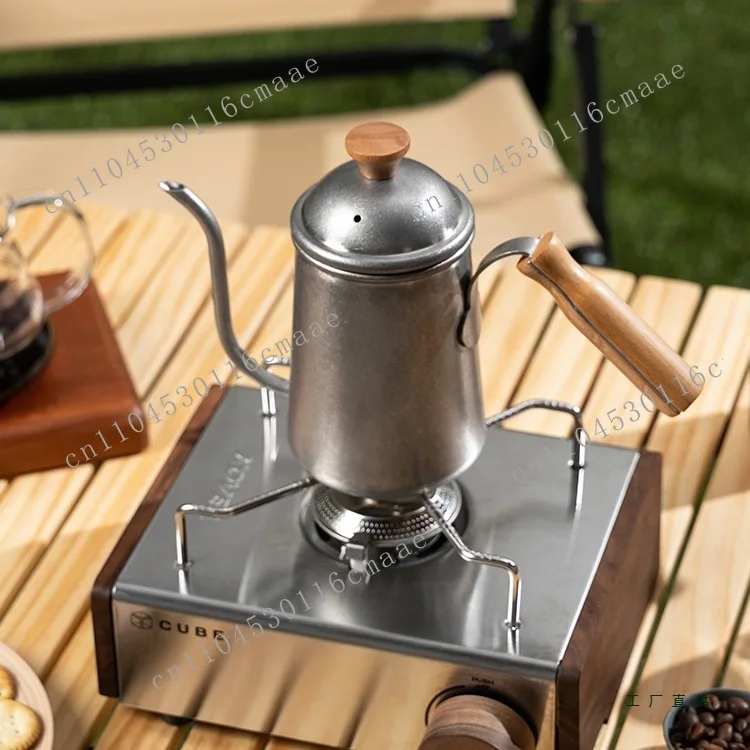 Suitable for retro 304 stainless steel hand-brewed coffee pot, household brewed coffee long mouth kettle, thin mouth pot