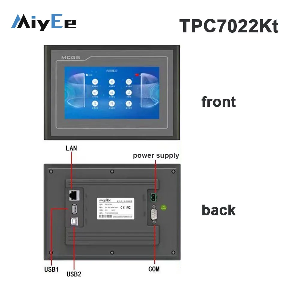 

MCGS TPC7022Kt Темно-серый 7-дюймовый встроенный HMI с вырезом 215 мм × 152 мм 1 порт Ethernet 128 МБ + 8 МБ