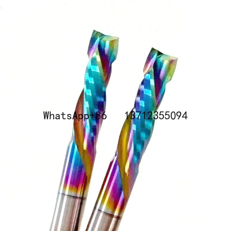 

1 шт. деревообрабатывающая фреза вверх и вниз, 2 канавки, спиральный твердосплавный фрезерный инструмент, фрезерный станок с ЧПУ, компрессионная концевая фреза по дереву, фрезы