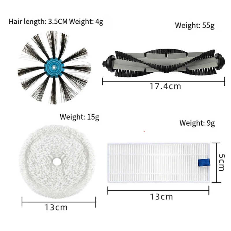 Juego de filtro de cepillo y paño de mopa para aspiradora Bissell 3115 EV675, accesorios para aspiradoras, piezas de repuesto, M14K-13PCS