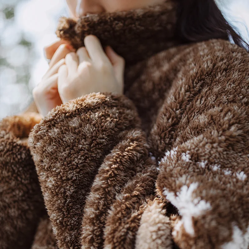 Cappotto imbottito in cotone Fair Isle stile fienile Maden Cappotto natalizio in pile polare con risvolto Capispalla caldo e versatile per l'inverno da donna