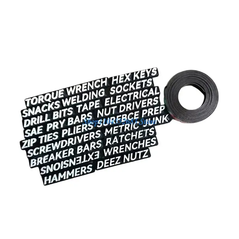 Tool Box Drawer Label Strips with Adhesive Backing for DIY Storage Setups 