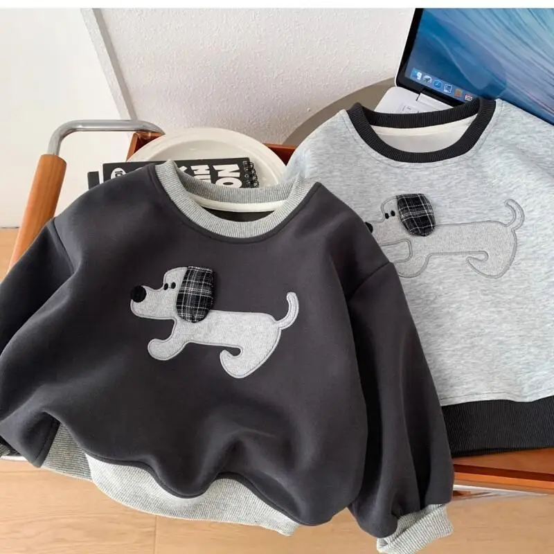 Boys' Hoodie Autumn 2025 New Style Long Sleeved Base Sweater Pullover for Small and Medium-Sized Children