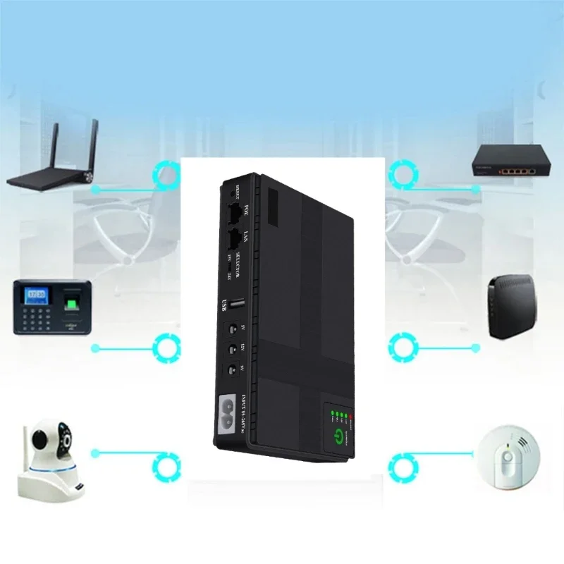 Imagem -03 - Mini Ups 5v 9v 12v Bateria Backup Unidade Fonte Alimentação Ininterrupta Portátil para Câmera Segurança Wi-fi 10400mah