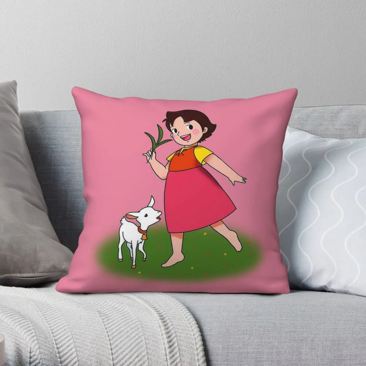 

Heidi Girl Of The Alps Square Pillowcase Polyester Linen Velvet Printed Zip Decor Sofa Cushion Cover