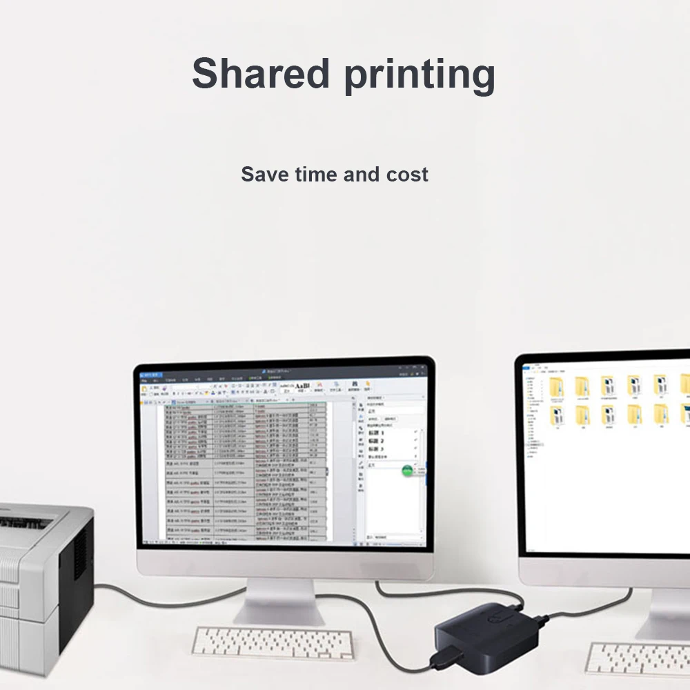 فاصل USB 3.0 مزوّد بمنفذين لمشاركة كفم محول 2 في 1 للخارج لجهازي كمبيوتر حصة 1 جهاز طابعة USB HUB جهاز طابعة Sharer