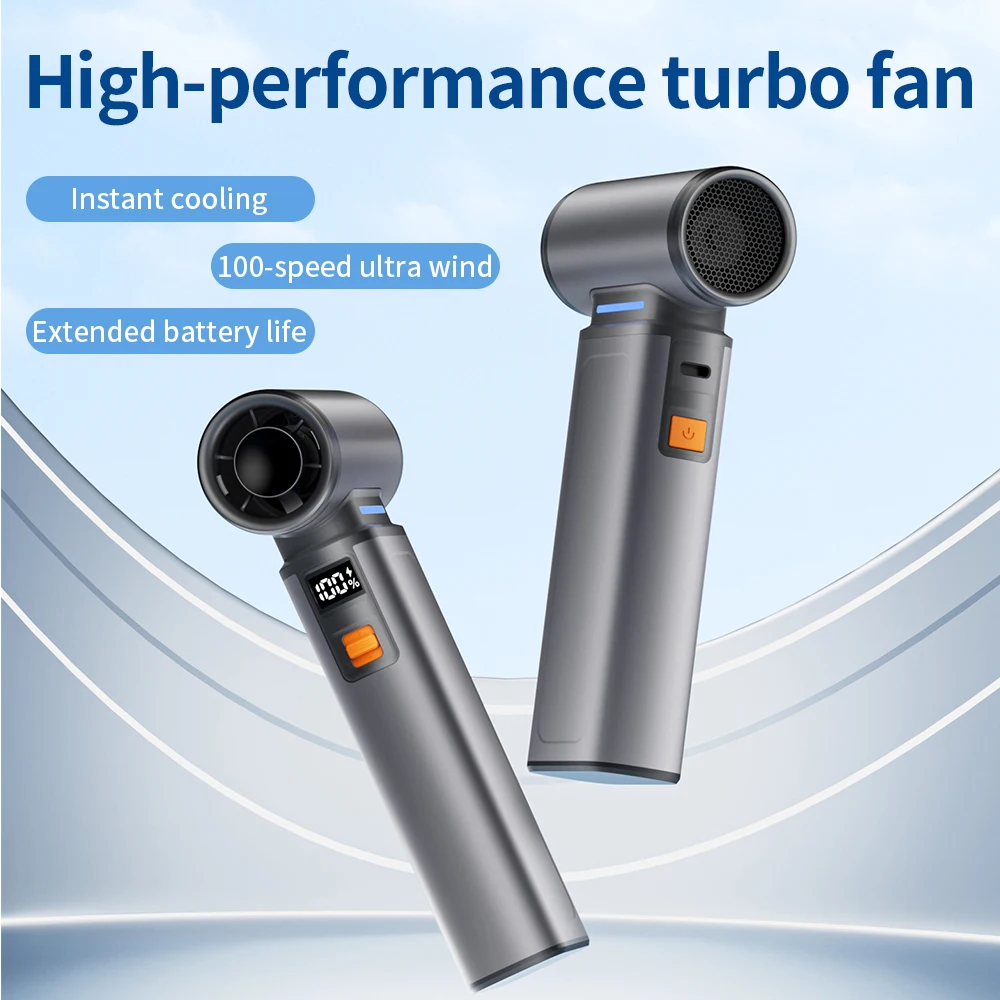 

Portable Hand Held Personal Turbo Fan 100 Gear Speed Wind USB Rechargeable High Speed Cooling Fan for Travel Outdoor & Indoor