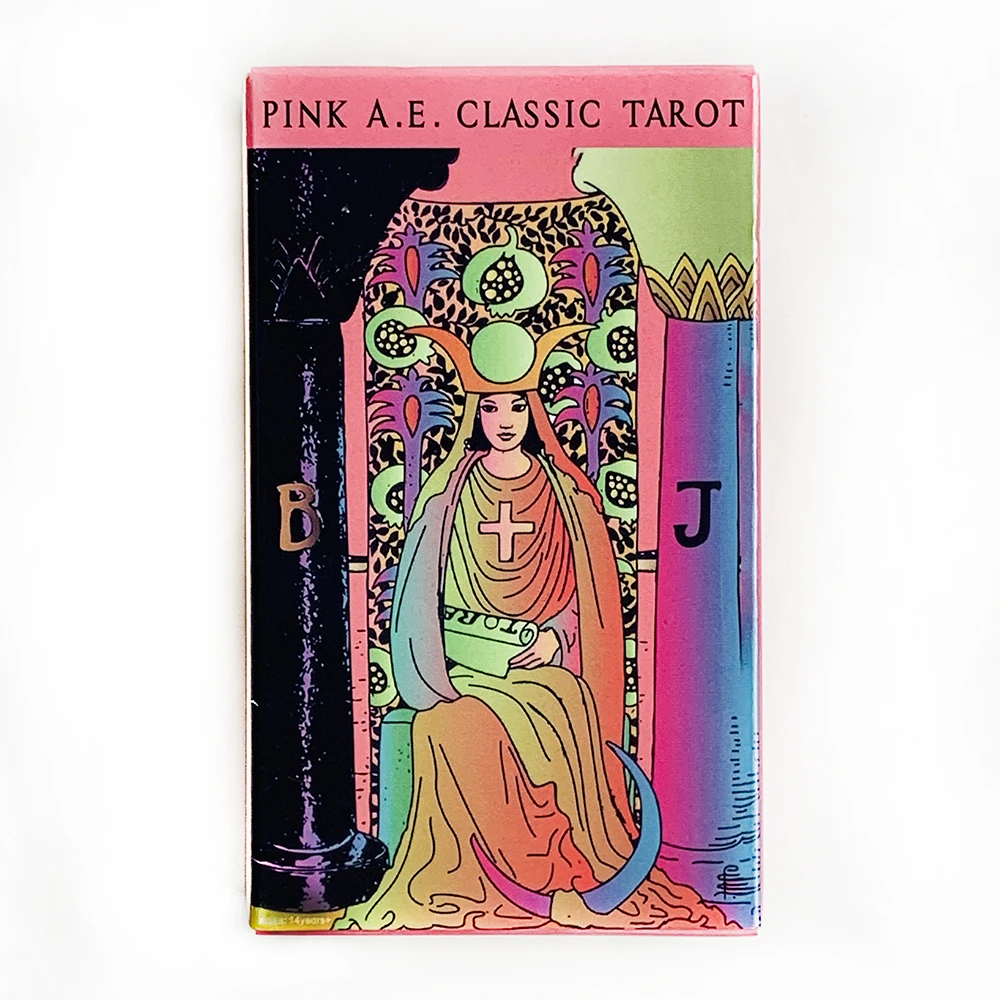 Pink A.E. Classic Tarot Cards 78 Cards Colorful Neon Vintage Tarot Deck Fate Divination Board Game Spiritual Reading Cards Game