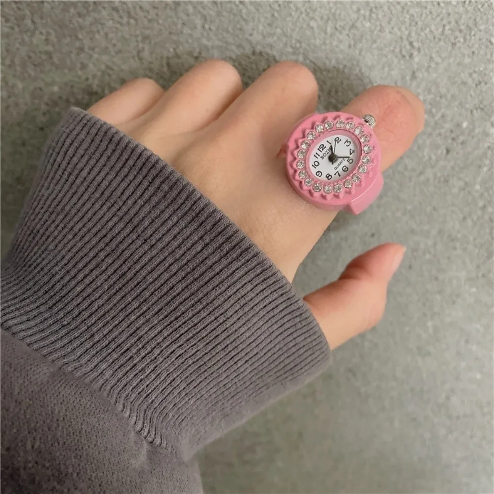 Cool Vintage Rings Jewelry Clock Punk Heart Shape Roman Quartz Watch Creative Retro Finger Watch Ring Women