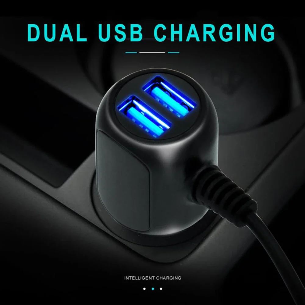 Brand New Dash Cam Car Charger ABS 3.5m 5v Blue LED Light DVR Charging Cable Fire Resistant ABS Voltage Display