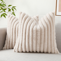 Homaxy Plush Pillow Cover 50x50cm Soft Fluffy Striped Cushion Cover 40x40 Luxury Pillowcase Home Decorative Pillow Case For Sofa