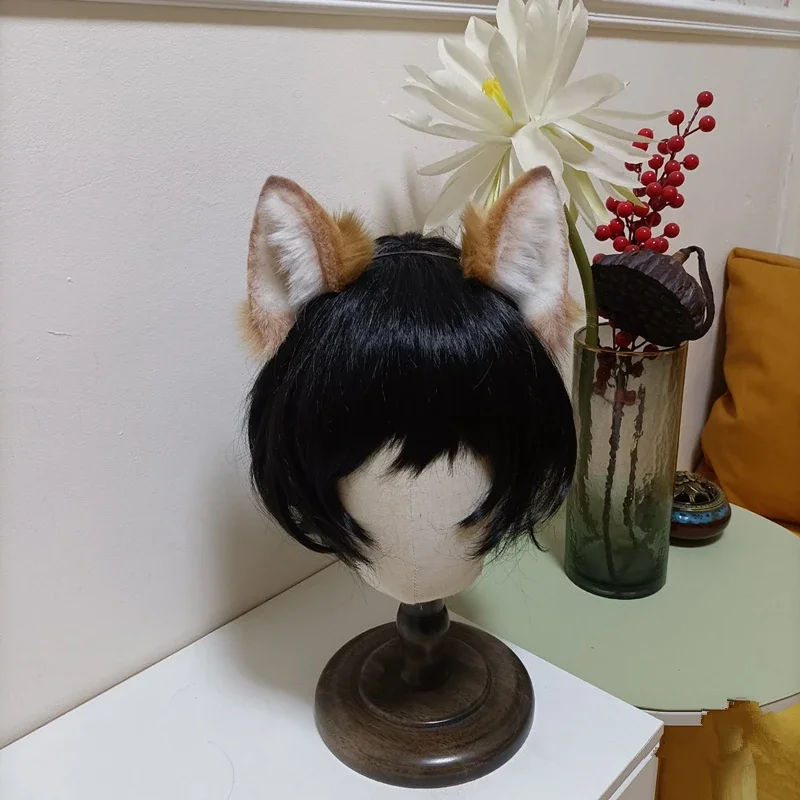 Shiba Inu Dog Gold Retriver Ears Hairhoop Headwear for Lolita Halloween Christmas Game Party Cosplay Prop Hand Made Work
