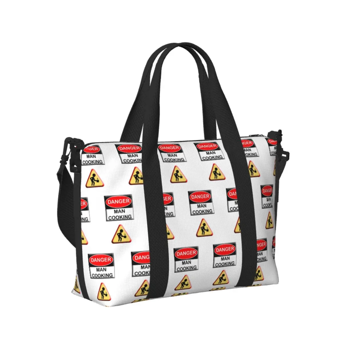 

Пользовательские Danger Man Cooking Sign Пляжная дорожная сумка Большая вместительная сумка-тоут для спортзала Спортивная женская дорожная сумка для покупок