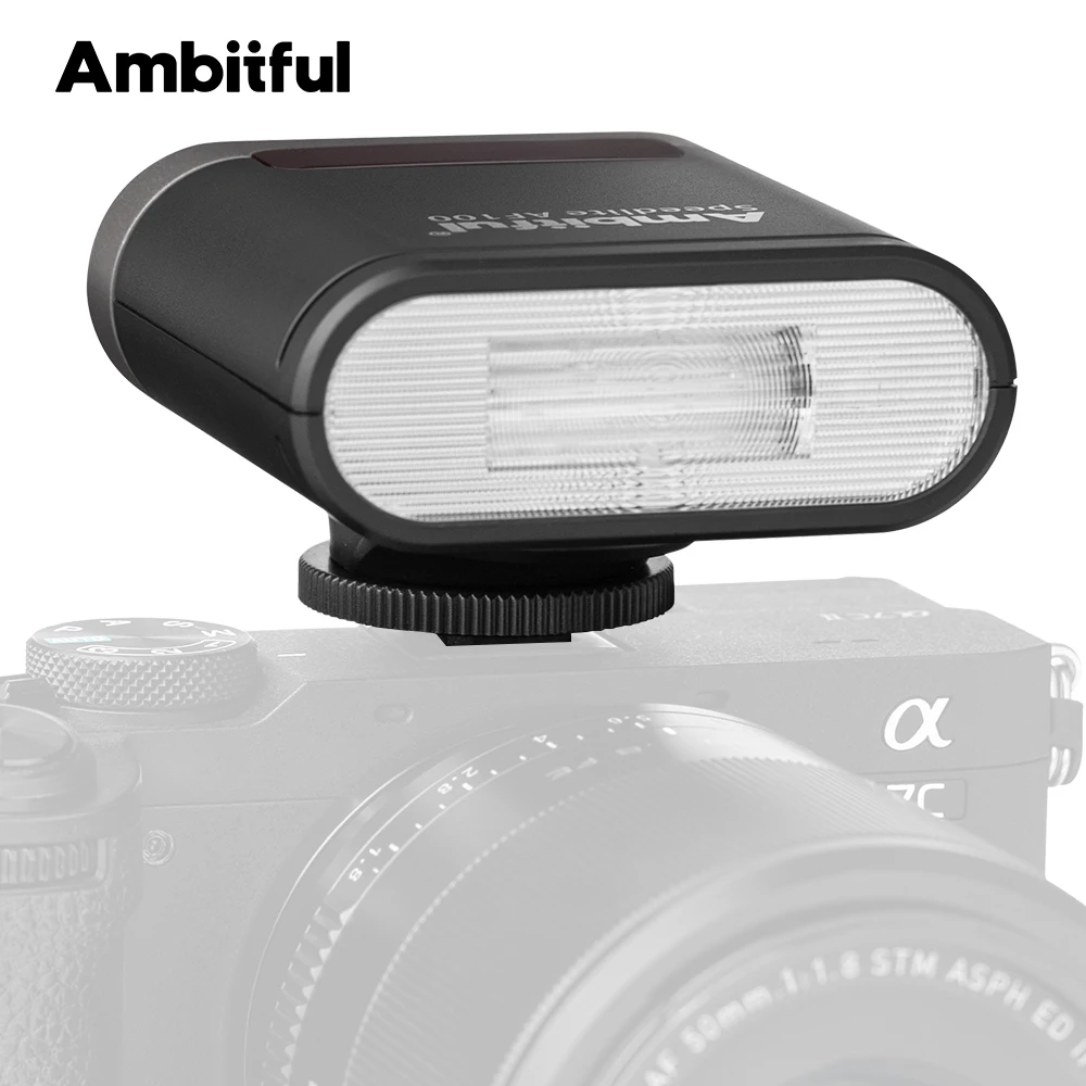 AMBITFUL AF100 Mini Flash Photo Portable pour Appareil Photo Reflex Numérique, Speedlite de Poche Extérieur GN12 5600K avec Griffe Porte-Flash pour la Plupart des Appareils Photo Sony Canon Nikon
