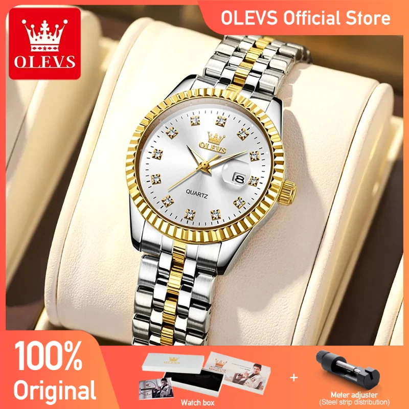 OLEVS 5526 Women\'s Watch Original Watches For Ladies Waterproof Luminous Stainless Steel Quartz Automatic date Woman Wristwatch