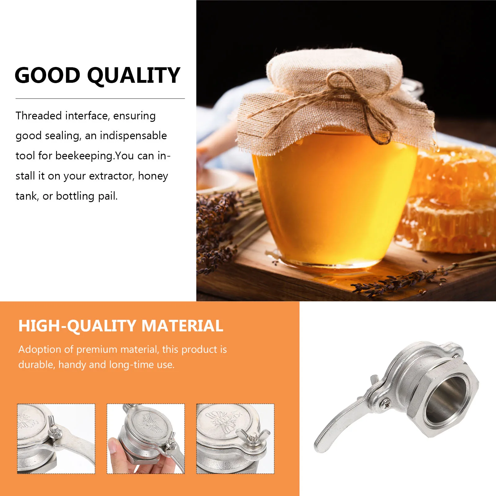 

Stainless Steel Exit Valve Beekeeping Extractor Flowing Honey Gate Sealing Threaded Interface for Honey Tank Bottling Pail Hive