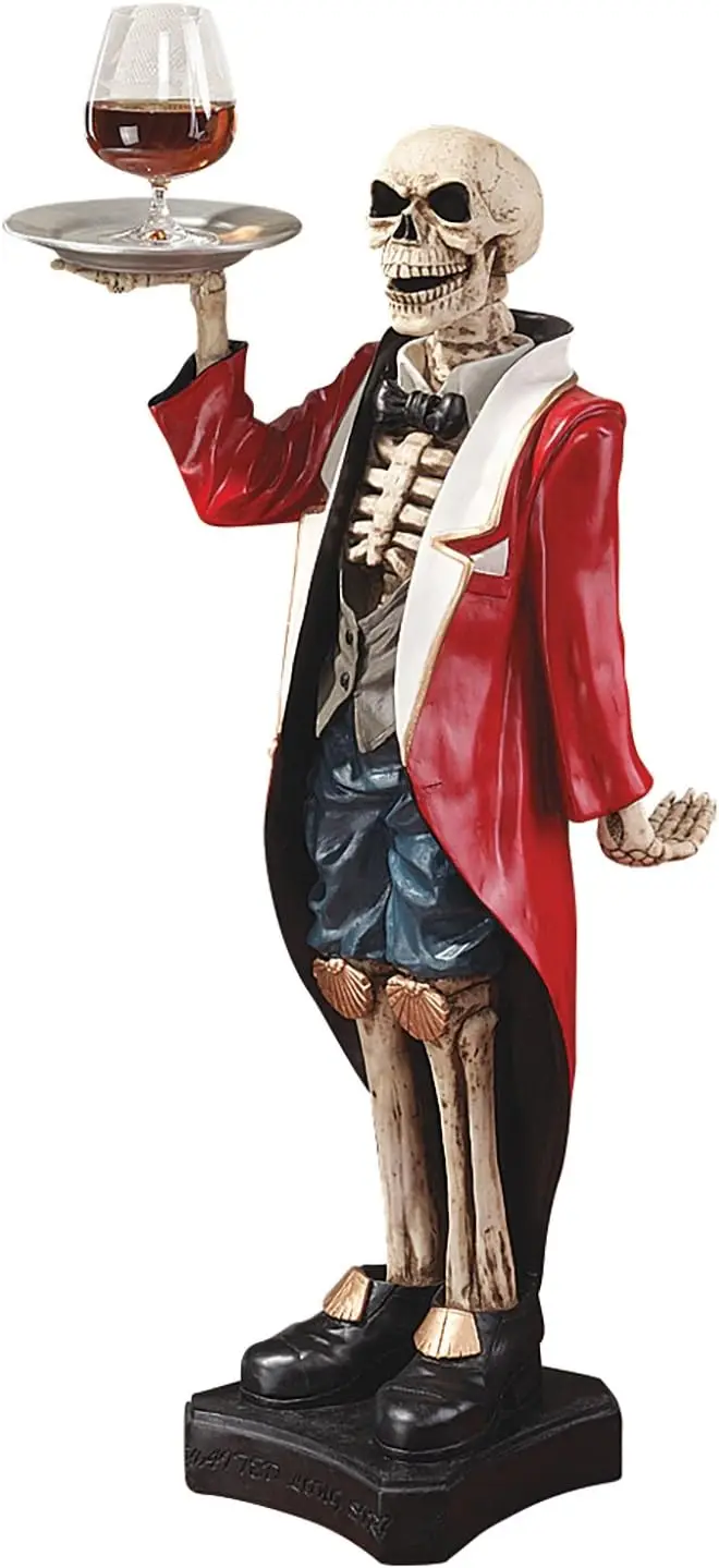 Bones the English Skeleton Butler Gothic Pedestal Table, 36 Inch, Polyresin, Full Color,CL984