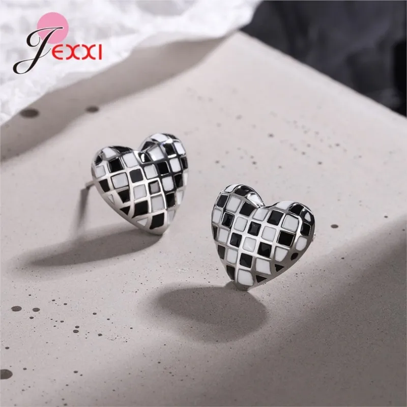 

Модные серьги-гвоздики из стерлингового серебра 925 пробы с узором в виде сердца и капающим маслом для женщин и девочек, женские ювелирные аксессуары