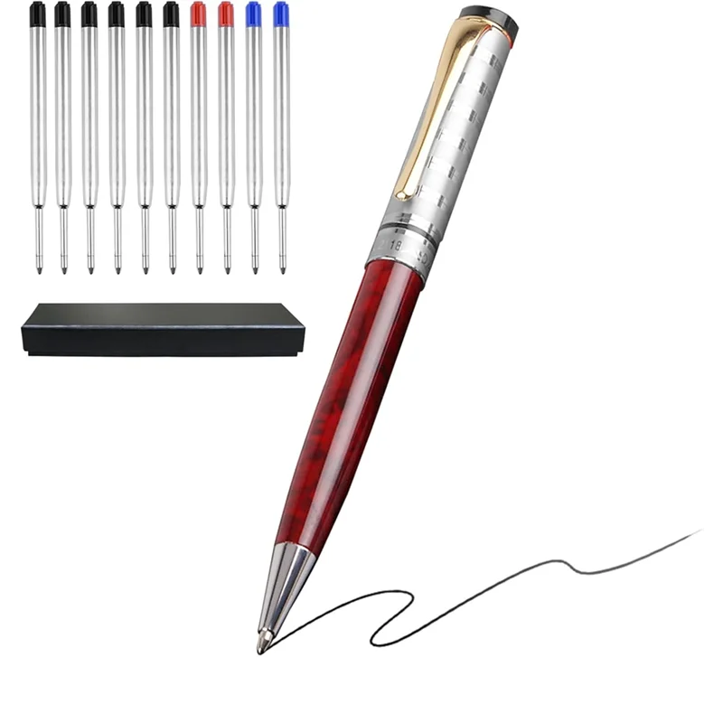 

TTKK-Luxury Metal Pen Set- Medium Point 1.0Mm(10 Pcs Refills), Fancy Ballpoint Pens For Writing For Journaling, Office