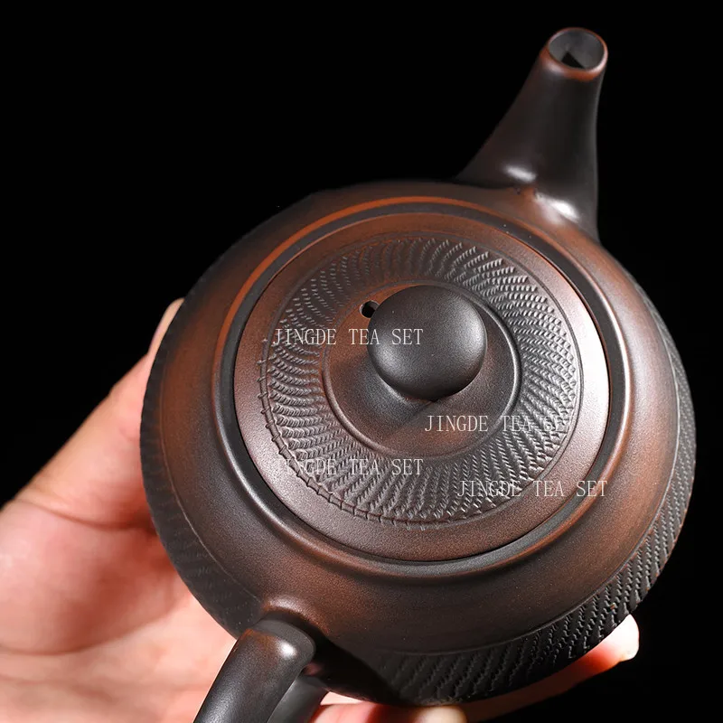 إبريق شاي فخار أرجواني من السيراميك، غلاية شاي منزلية صينية شبه مصنوعة يدويًا من Pu Erh Kung Fu