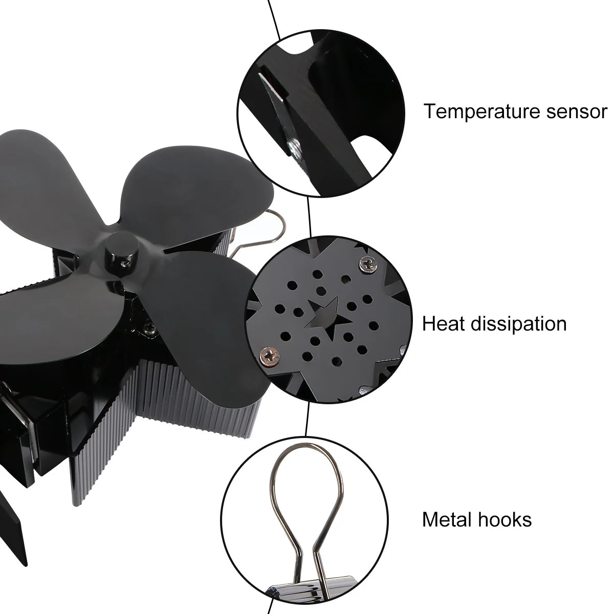 

Fireplace Fan Heat Powered Warm Air Blower For Wood Stove Silent Operation No Electricity Needed Black Stove Fan Heat Resistant
