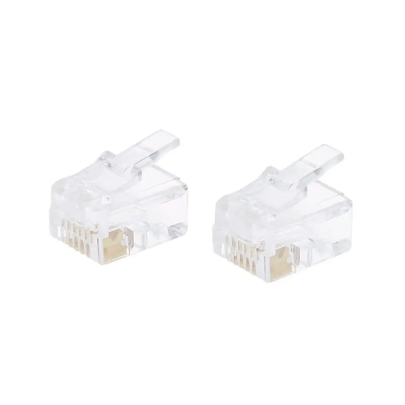 100pcs RJ12 6P6C Modular Cable for Head Telephone Connectors Crystal Plugs