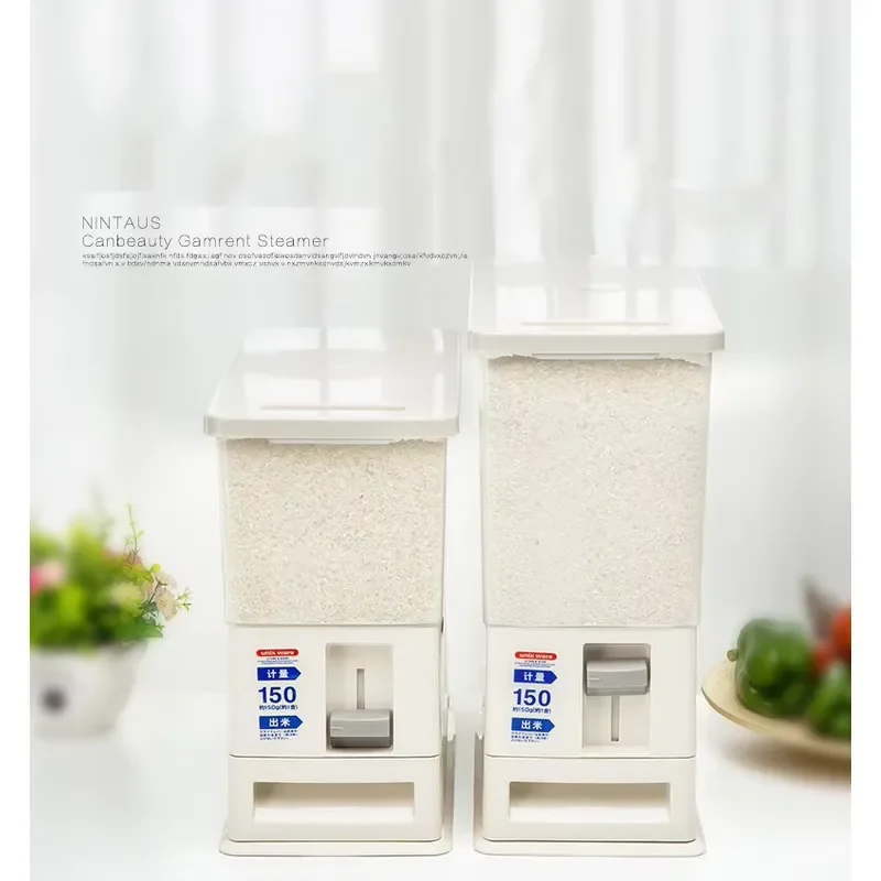 Transparent Plastic Rice Storage Container Japanese Style Grain Dispenser Bucket For Kitchen Pantry Organization Large