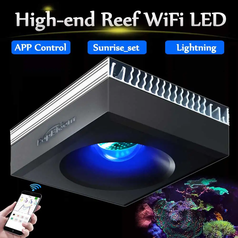 

PopBloom RL90 Marine Aquarium Light, WiFi Program Led Aquarium Lamp for Reef Coral SPS/LPS Growth Fish Tank Light, Sunrise_set