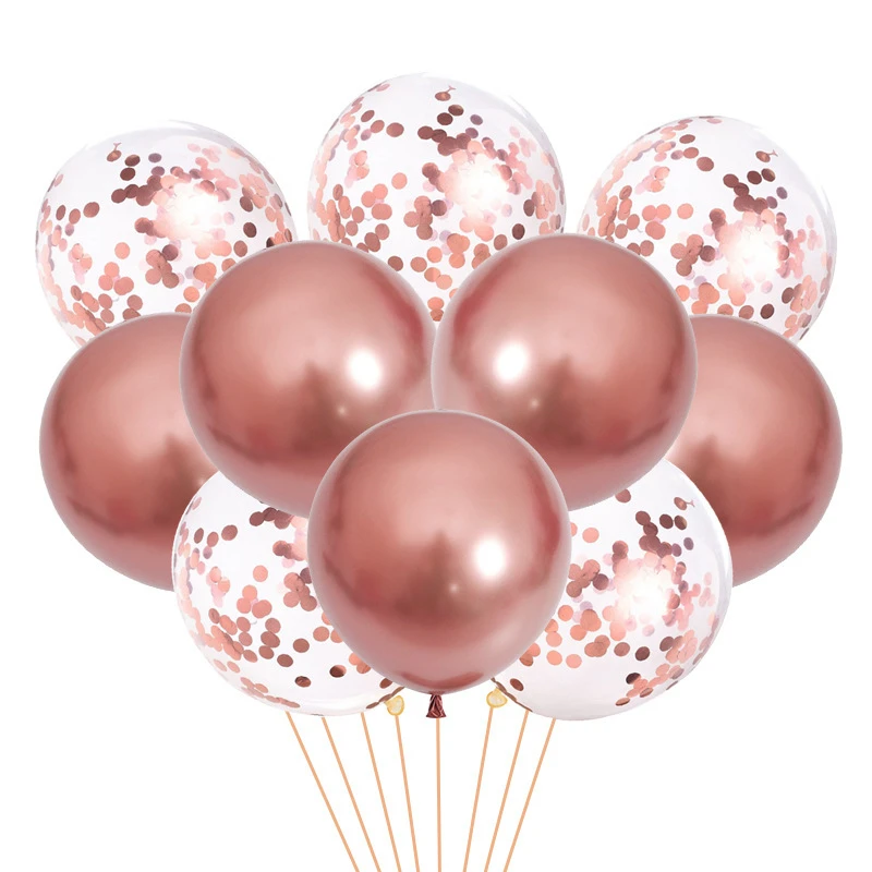 10PCS Gold Silver Rose Latex Metal  Baby shower Balloons Gender Reveal Mother\'s Day Wedding Party Decorations Globos