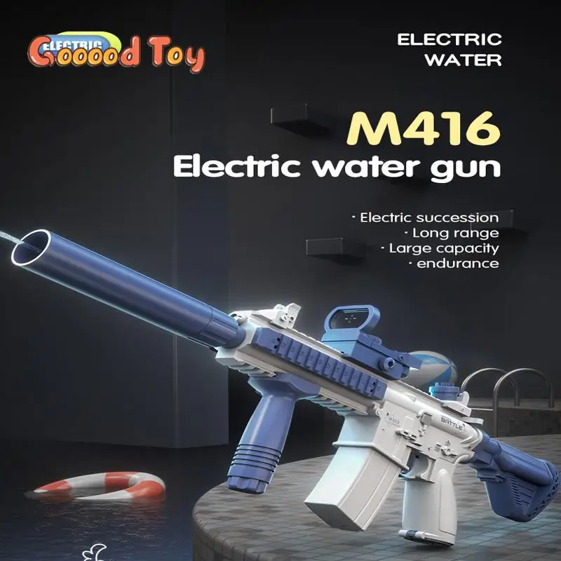 

Electric Water Gun Pistol 10M Long Range Portable Guns M416 Children Beach Outdoor Battle Fight Shooting Toys for Boys Kid Games