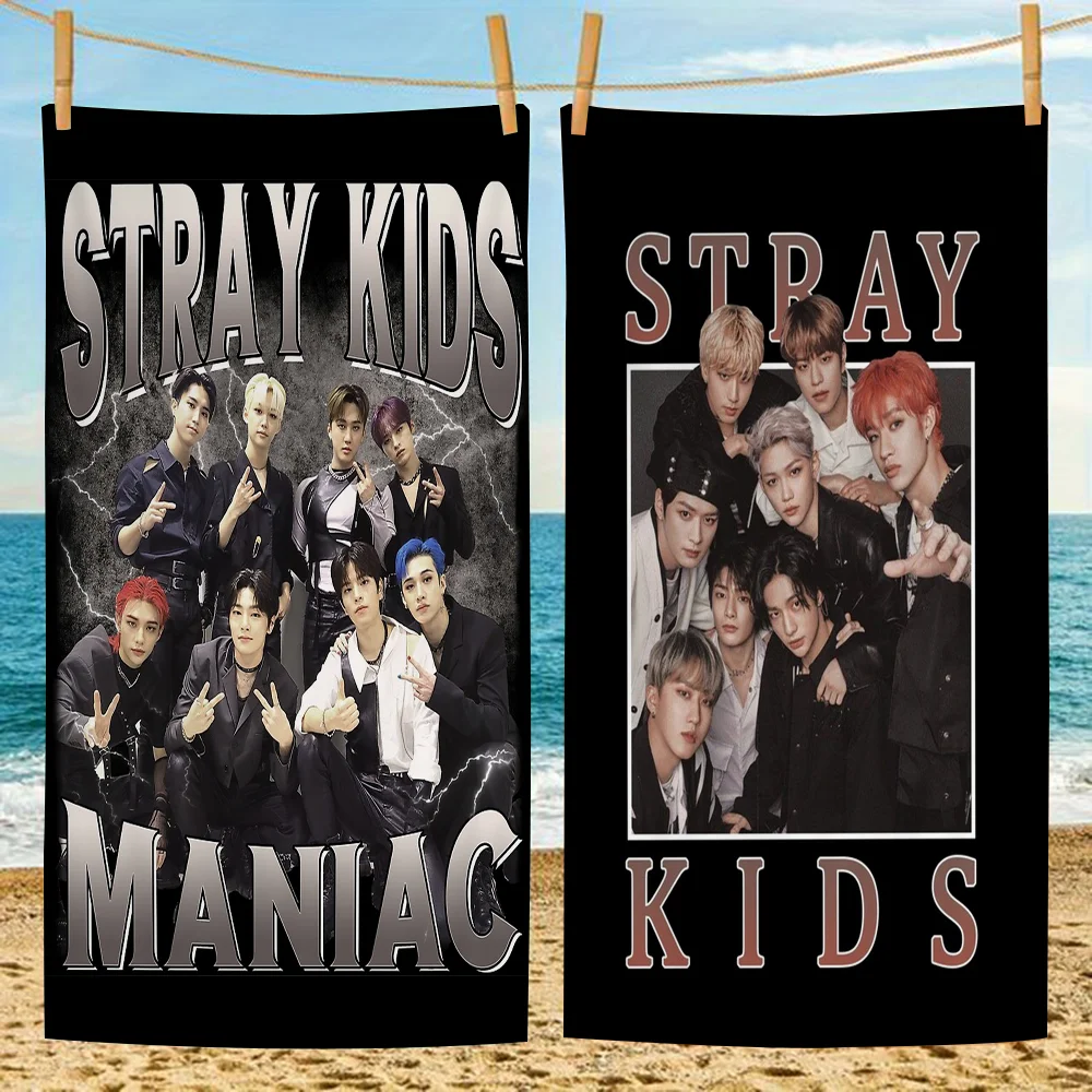 Kpop Stray-Kids Bath Towel Microfiber Soft Water Absorbing Breathable For Girl Kids Decorative Cartoon Beach Towel