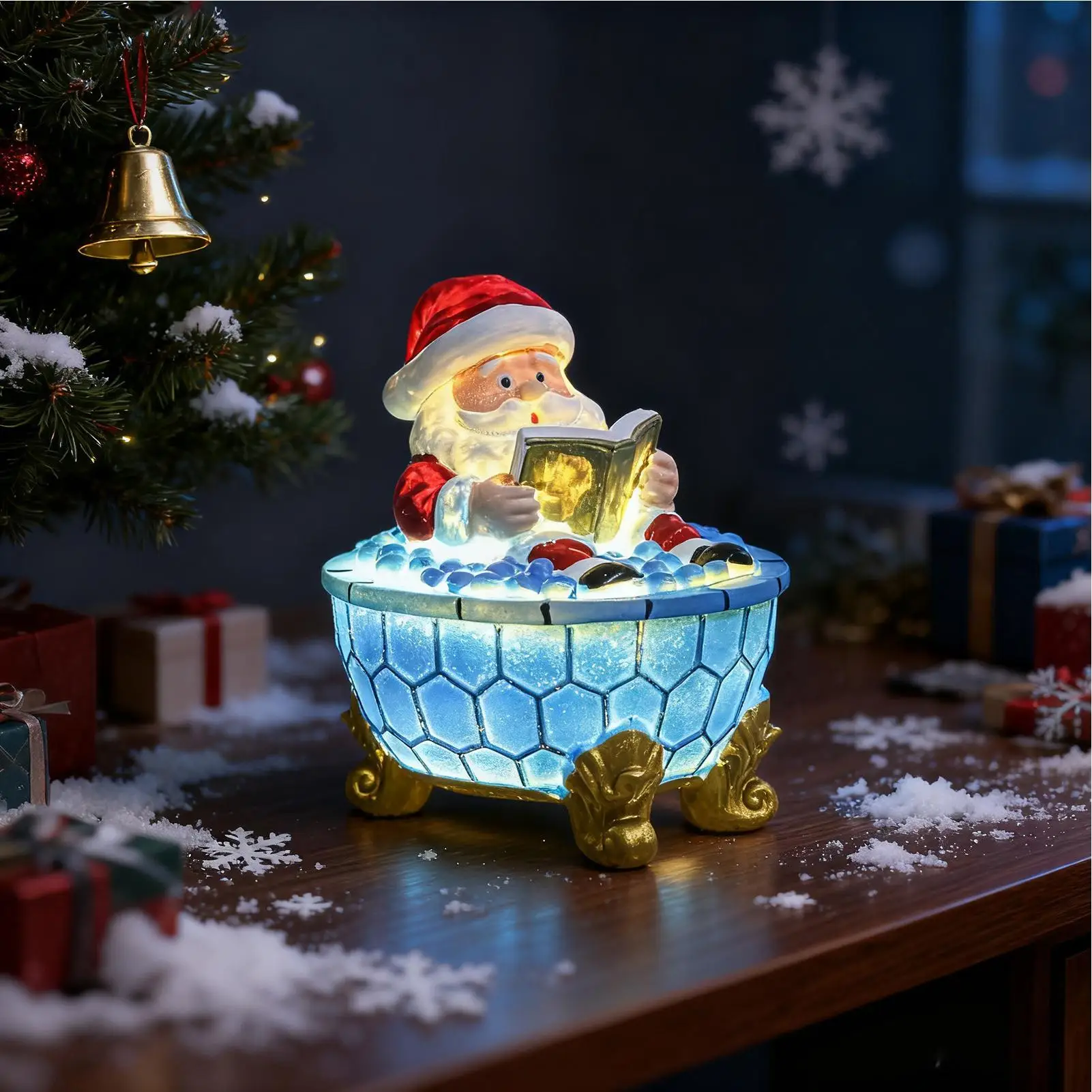 LED المحيطة ليلة ضوء عيد الميلاد سانتا مصباح USB قابلة للشحن سانتا فقاعة حمام لمبة مكتب المنزل السرير الجدول الرف الزينة #1