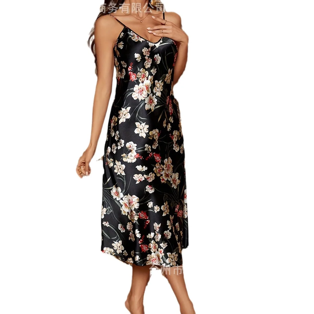 Camisón sexy de seda helada con pantalones cortos, camisón de verano fino para mujer, vestido camisero 3550