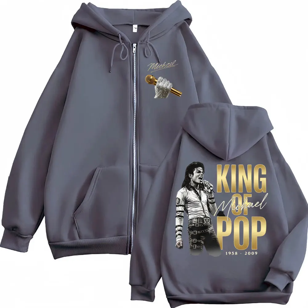 Michael Jackson King of Pop Movie 2026 Reißverschluss-Hoodies für Männer und Frauen, Hip Hop Harajuku Jacke, Sweatshirt, Fleece, Pullover mit Reißverschluss, Mäntel – Detail 3