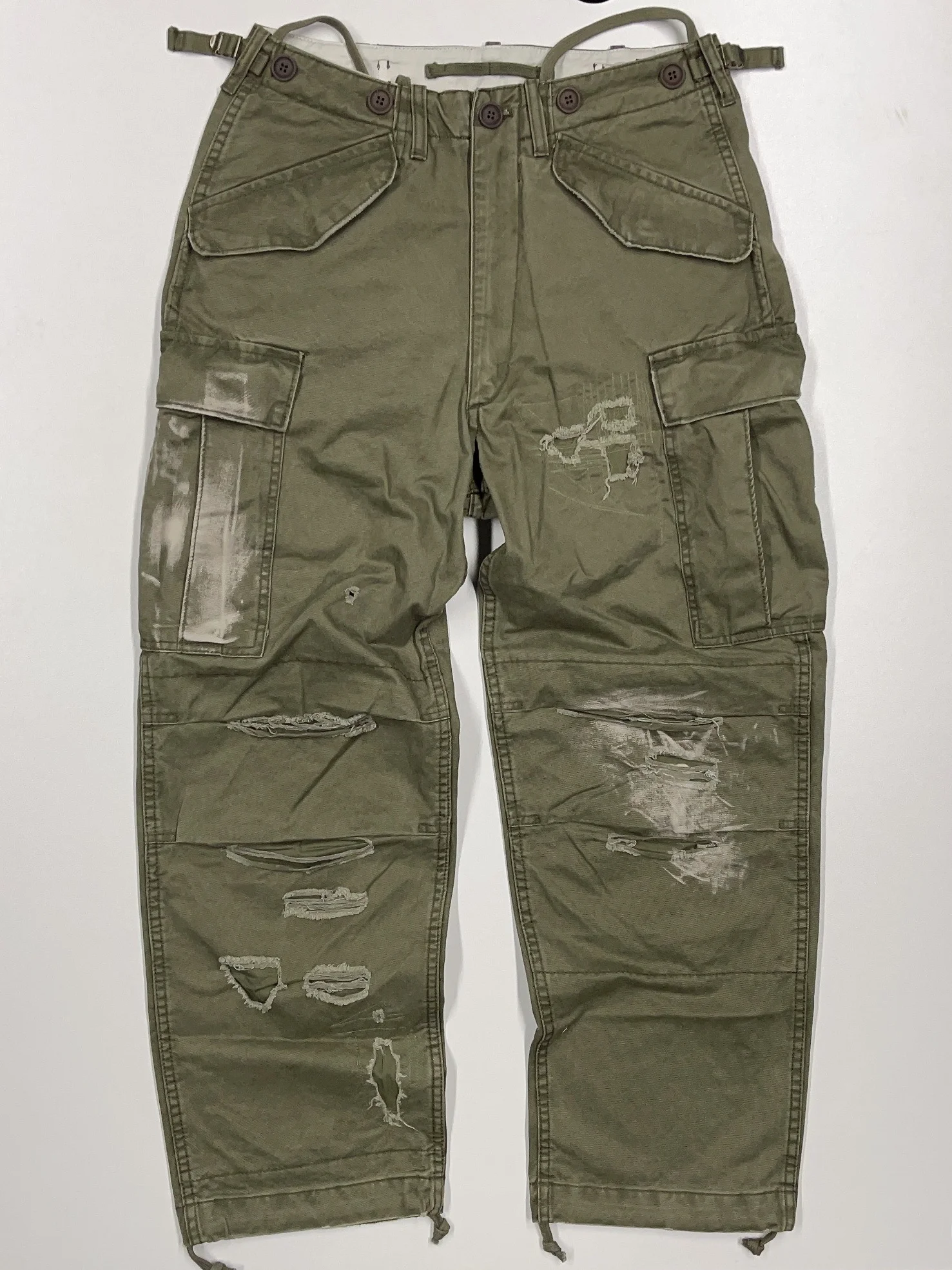 

Waed Heavyweight American Sle Workwear Pants Loose Military Version Straight Leg Casual Trousers with Patched Repairing
