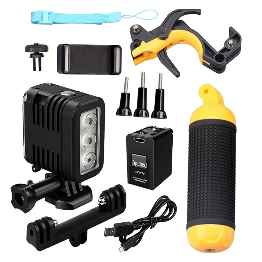 Luce Di Riempimento Subacquea 45m Con LED Dimmerabili – Video LED Impermeabile Per Action Cam (Batteria 1000mAh) - 3