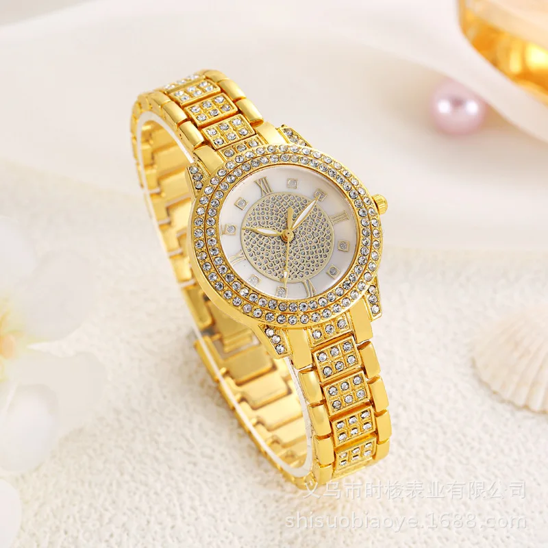 Women's Starry Rhinestone Ladies Watch Cornucopia Diamond Bracelet Business Quartz Watch Hip-hop Style Full Diamond Watch