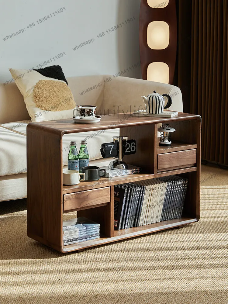 FG North American black walnut solid wood small storage rack side cabinet Nordic modern simplicity