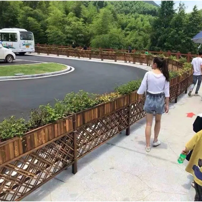 Restaurant partition fence outdoor flower box preservative wood solid wood mesh flower stand partition flower trough fence flowe