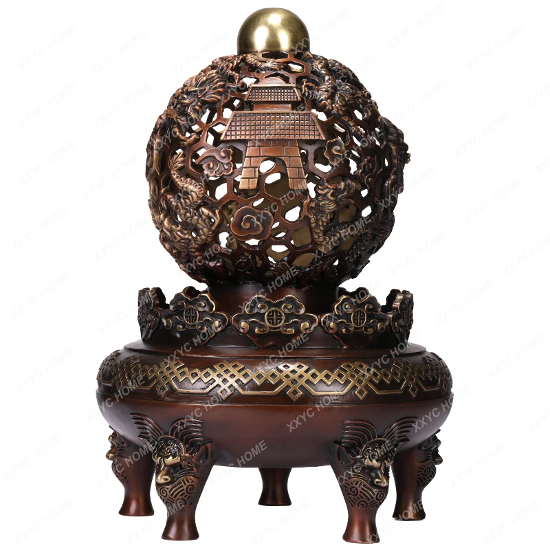 

High-End Pure Bronze Tripod Decoration Office Desk Surface Panel Decoration Feng Shui Fortune Home