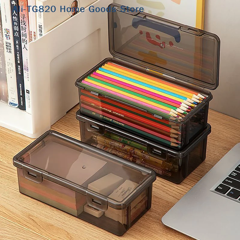 [TG820]Transparent Pencil Case Box Large-capacity Stackable Storage Box Office School Pencil Case Supplies Pencil Storage