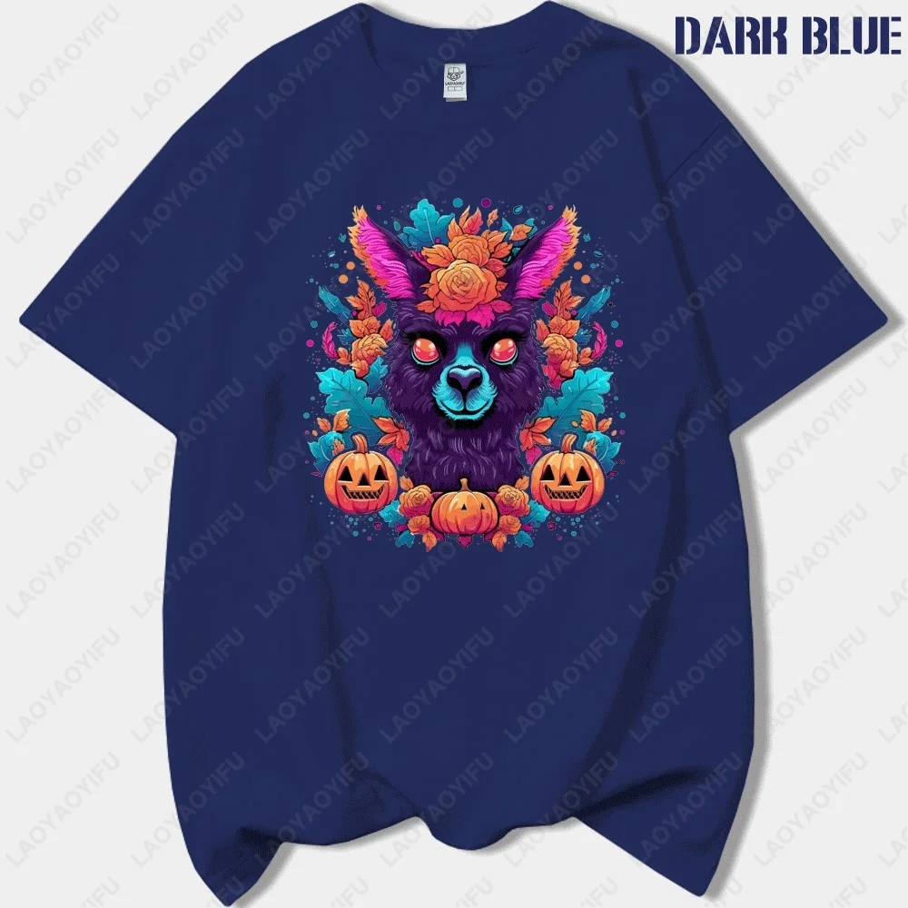 ZOMBIEALPACA-LYPSE Atasan Kaus Cetak Katun Kualitas Tinggi Leher-o Fashion Jalanan Uniseks Klasik Humor Hitam Alpaka Hitam