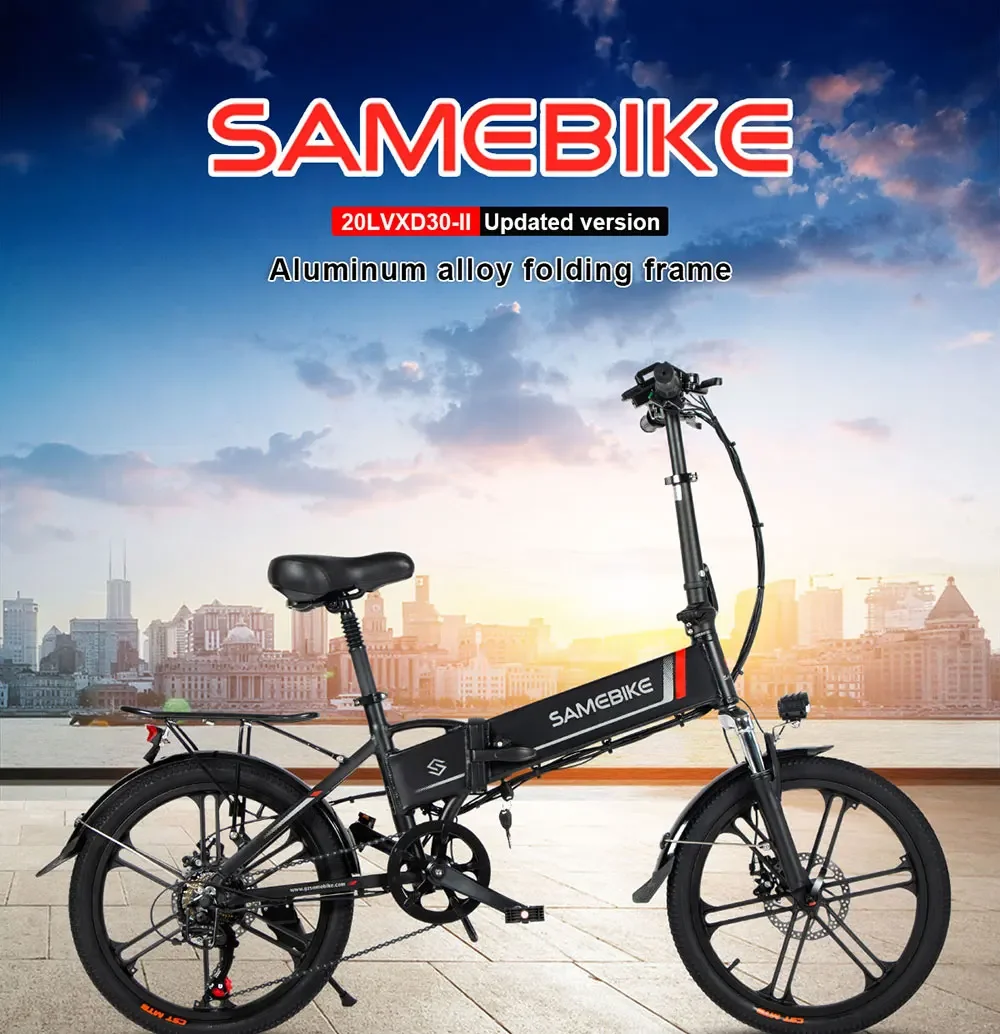 Samebike 20LVXD30-II Adults Mini Folding 10.4AH Detachable Lithium Battery 350w Motor Ebike Portable Moped