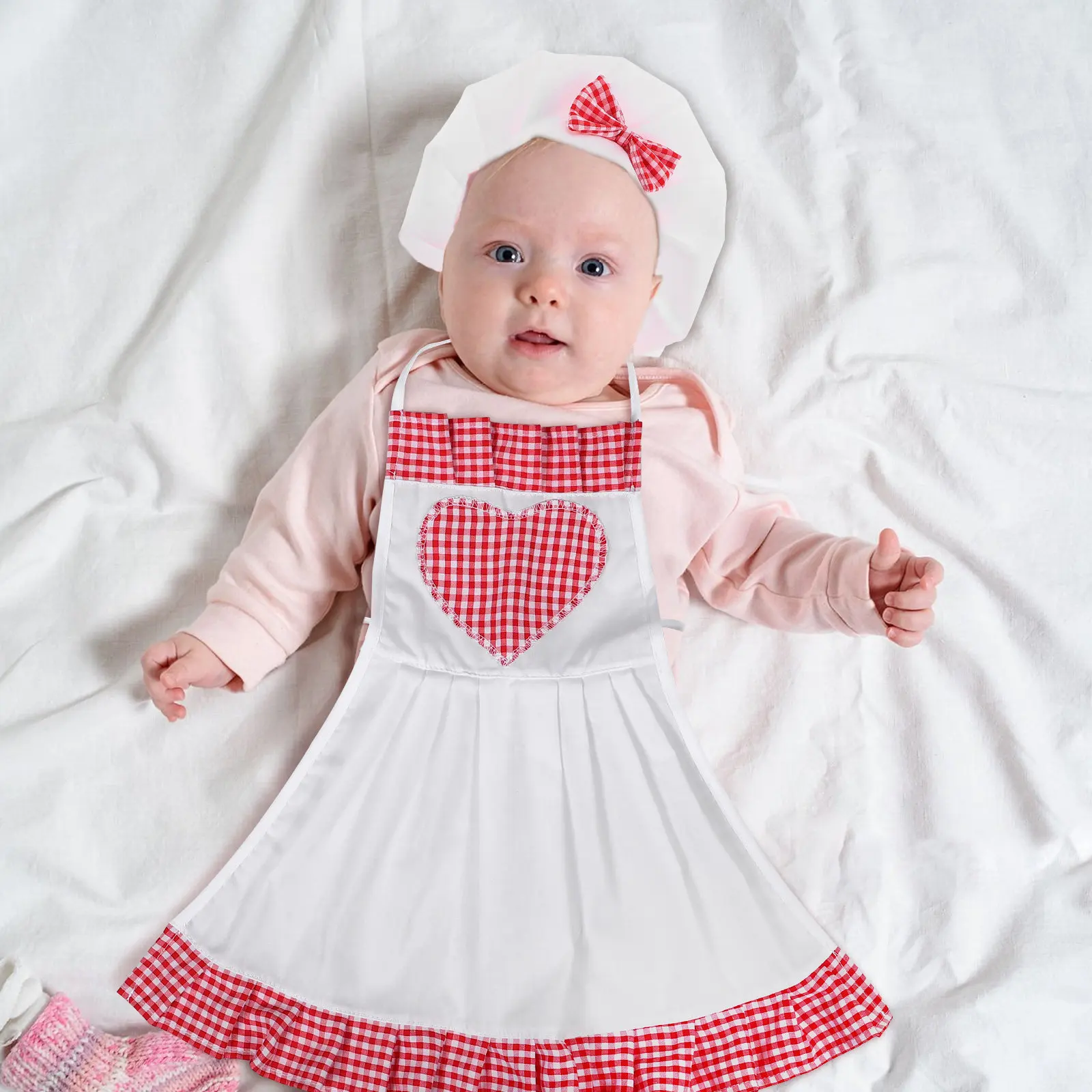 1Set Adorable Chef Outfit for Babies Newborn Photography Costume Comfortable Skin-Friendly 100 Day Milestone Photo Shoot Set