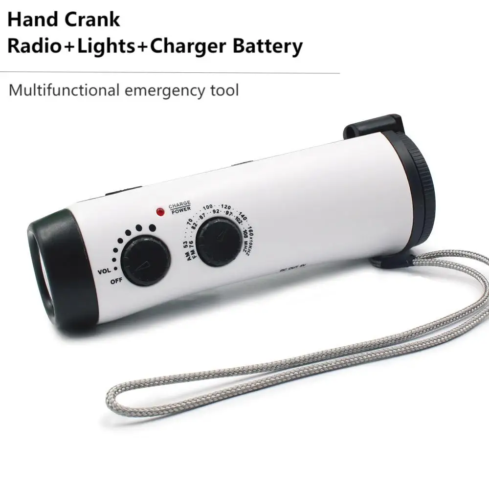 

Hand Crank Radio Lights Charger Battery Radios Operated AM FM Weather Phone Charger Night Fishing Survival Gears