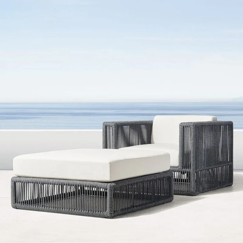 Custom outdoor rattan sofa Nordic courtyard terrace leisure rattan sofa villa hotel garden furniture combination outdoor